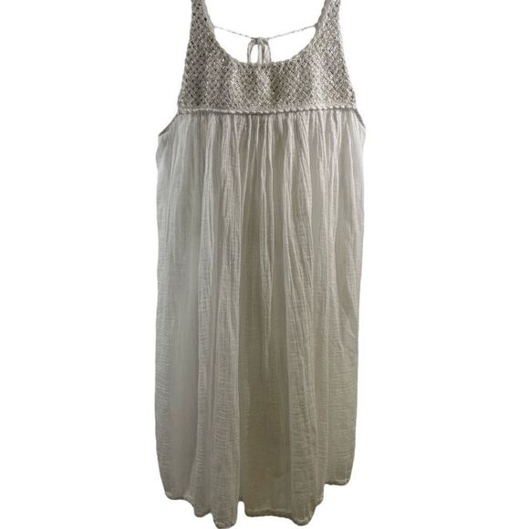 Sundance White Cotton Boho Embellished Dress Size L - Picture 1 of 11